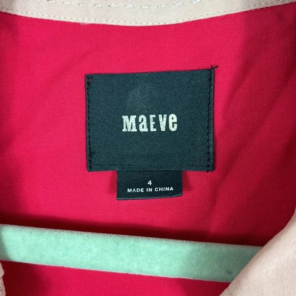 Anthropologie Maeve Hot Pink Bagatelle Button Down Long Sleeve Blouse Size 4 - Picture 4 of 13